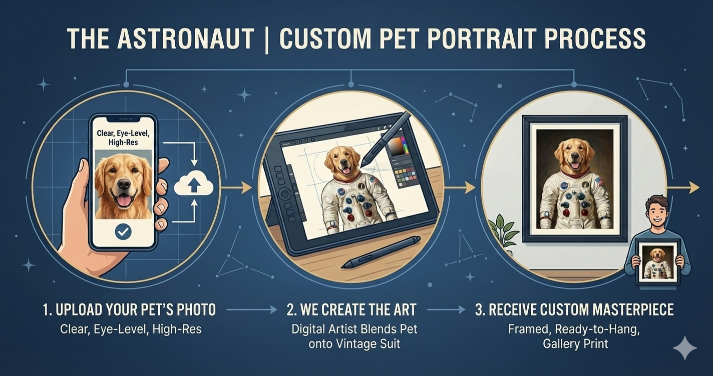 The Astronaut | Custom Pet Portrait (Framed Gallery Print)