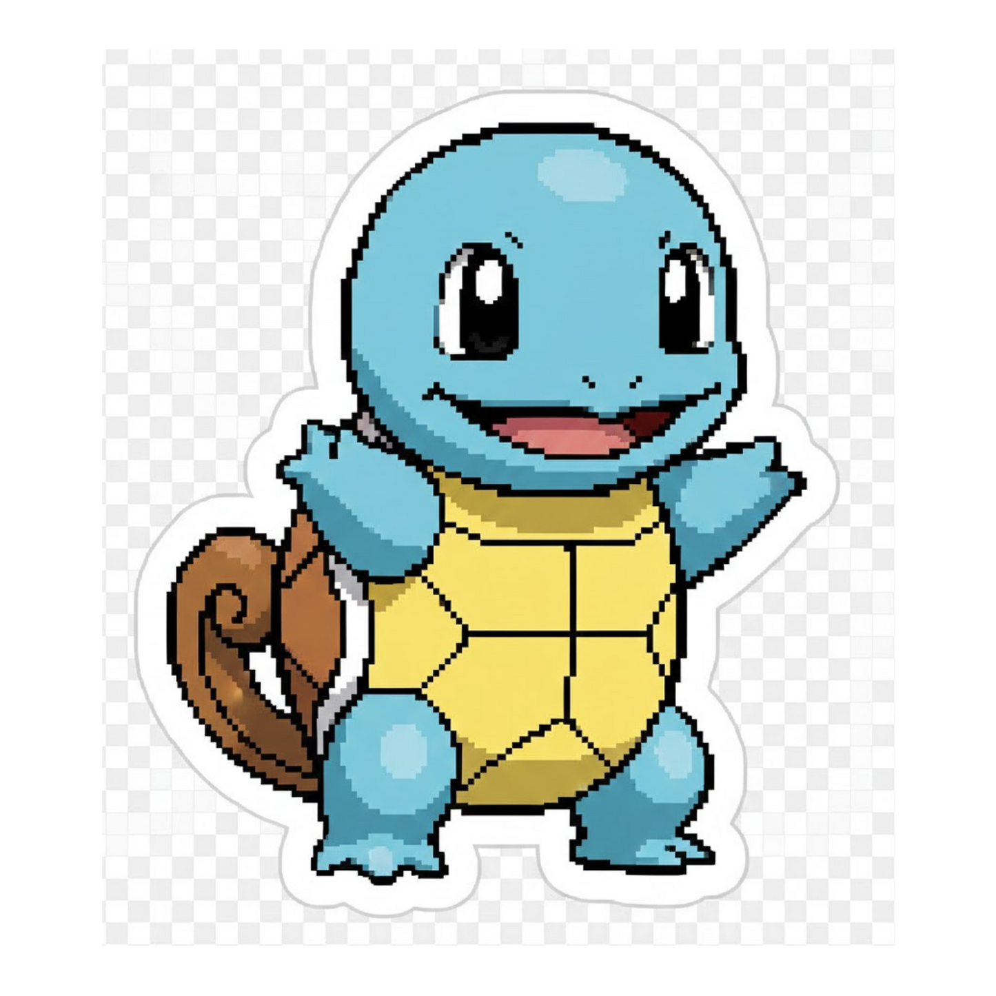 Cute Blue Pixel Art Turtle Sticker, Happy Cartoon Amphibian Decal, Kawaii Gaming Character Kiss-Cut Vinyl