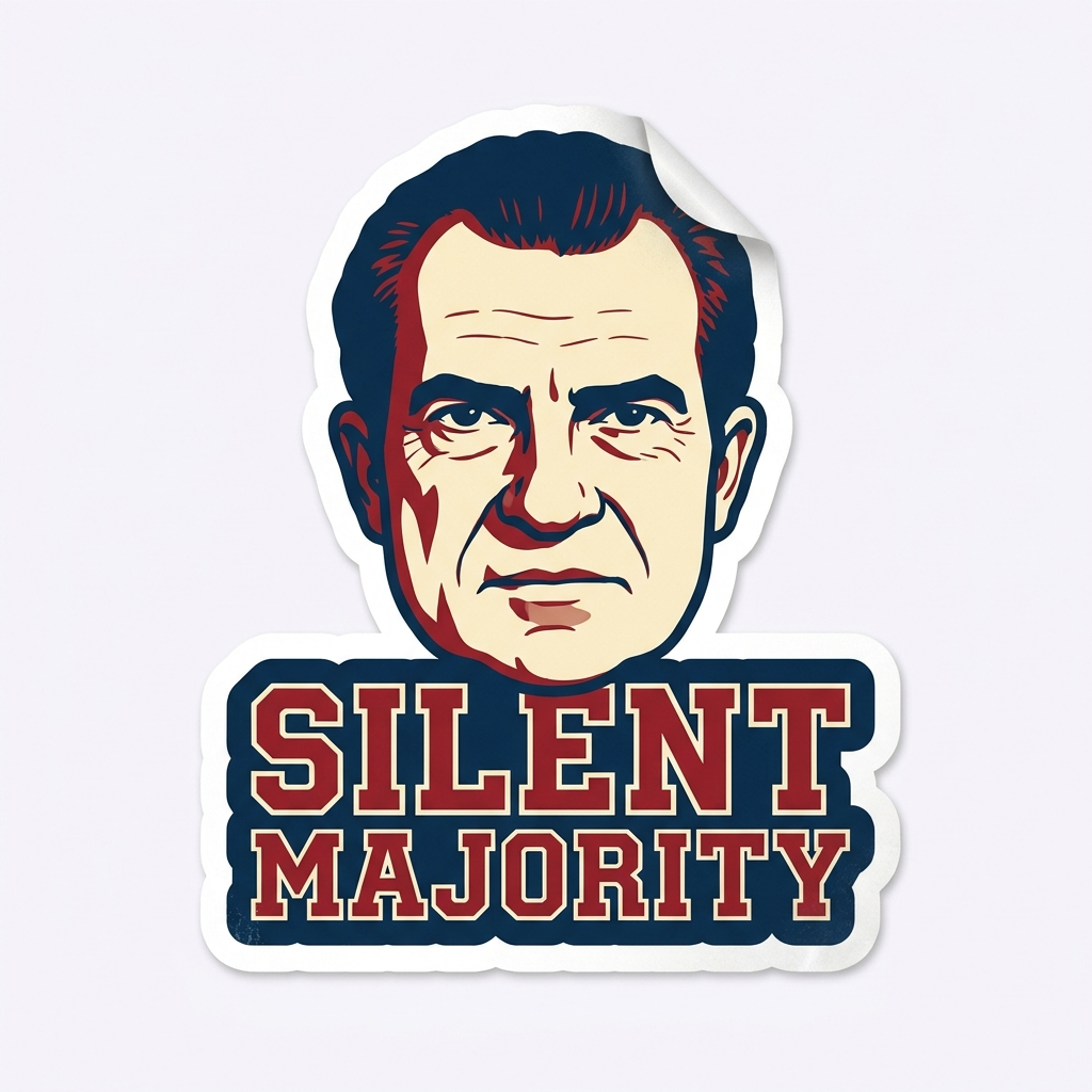 Silent Majority Nixon die-cut sticker