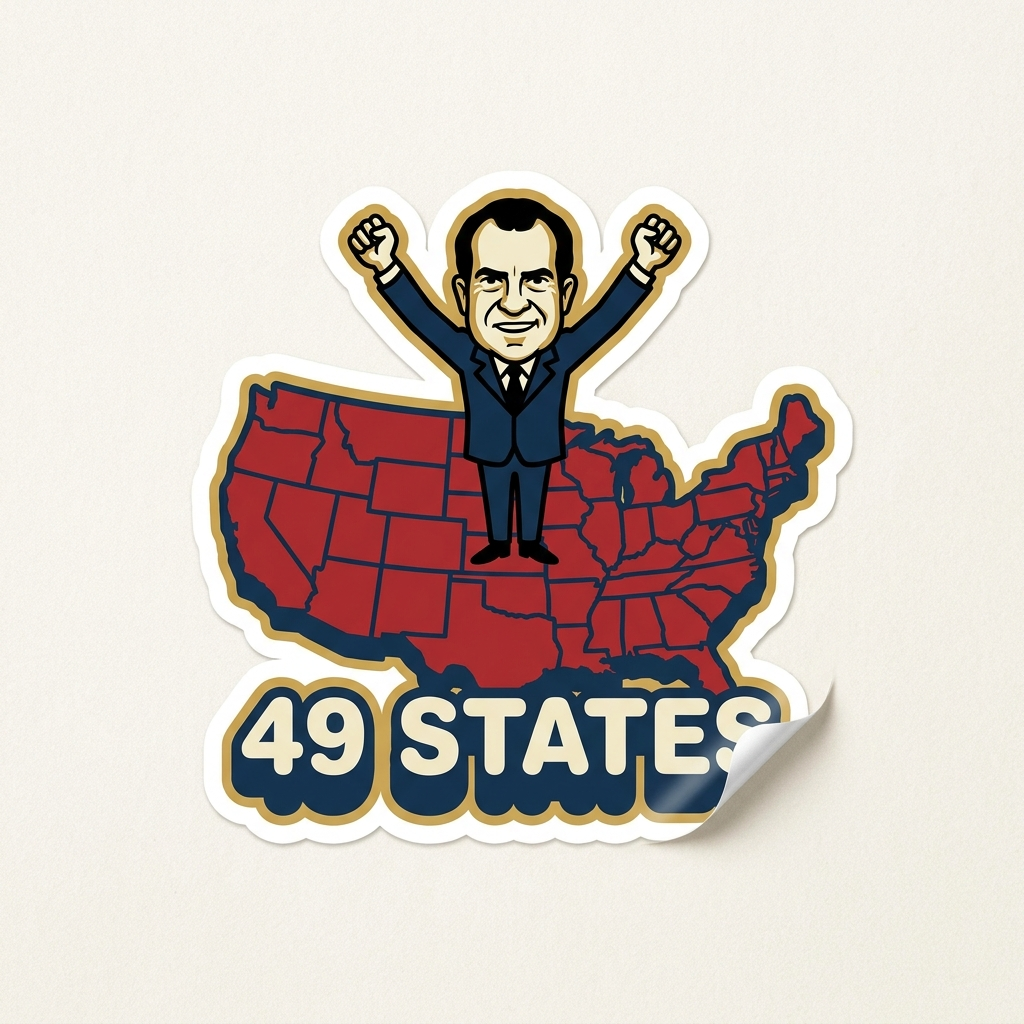 49 States landslide Nixon die-cut sticker