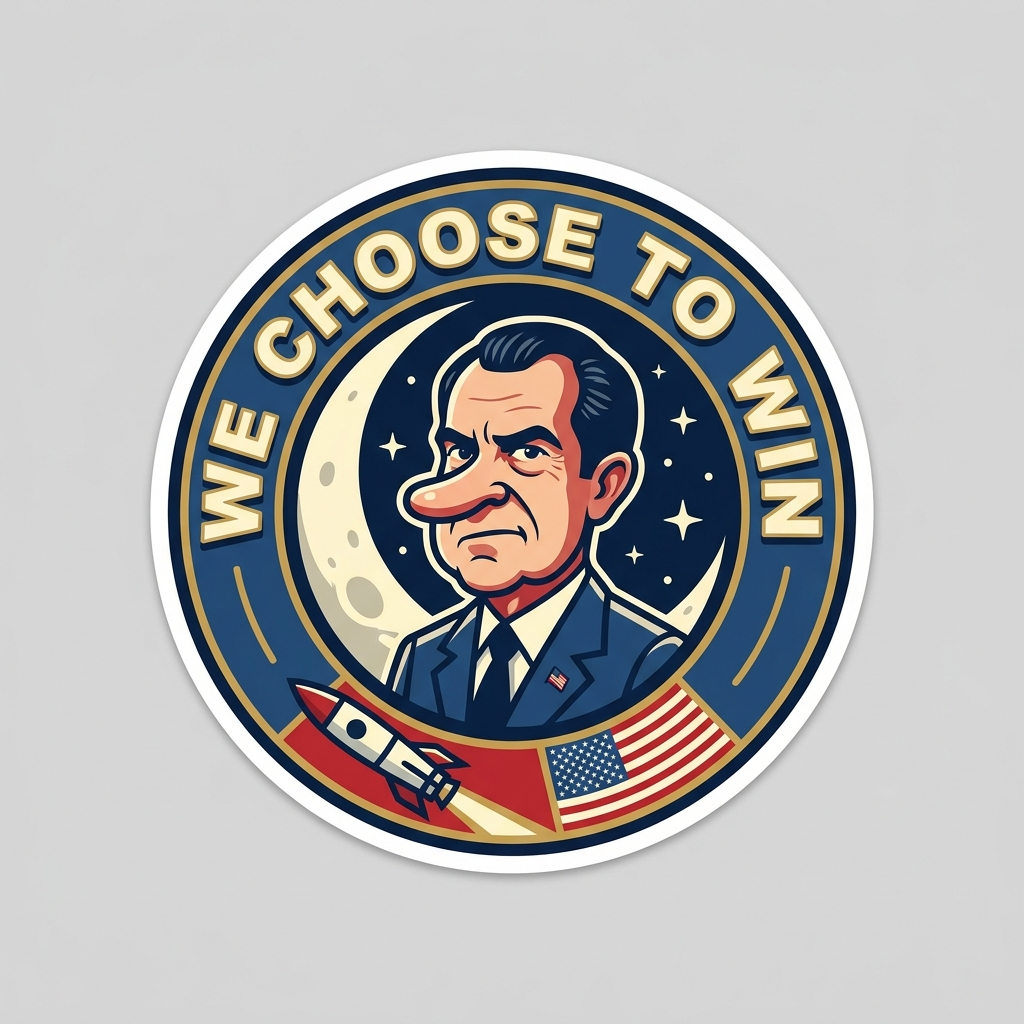 We Choose To Win Nixon mission patch die-cut sticker
