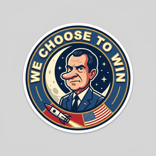 We Choose To Win Nixon mission patch die-cut sticker