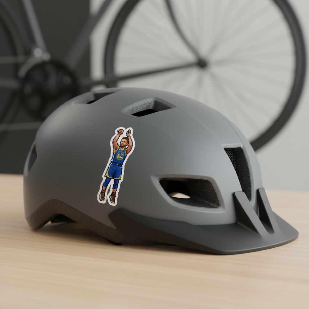 Retro Pixel Art Basketball Player Sticker Dynamic Jump Shot Decal Blue & Yellow Sports Athlete Gamer Room Decor