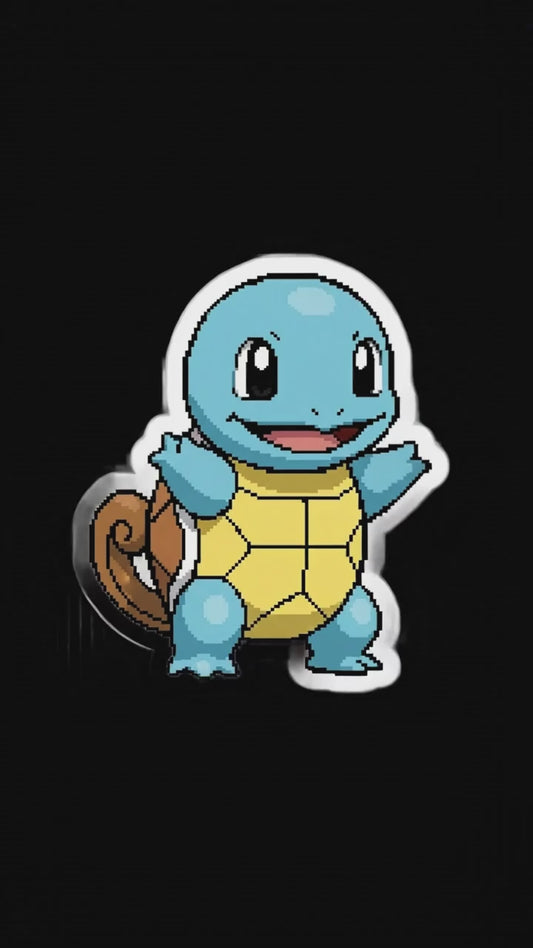 Cute Blue Pixel Art Turtle Sticker, Happy Cartoon Amphibian Decal, Kawaii Gaming Character Kiss-Cut Vinyl